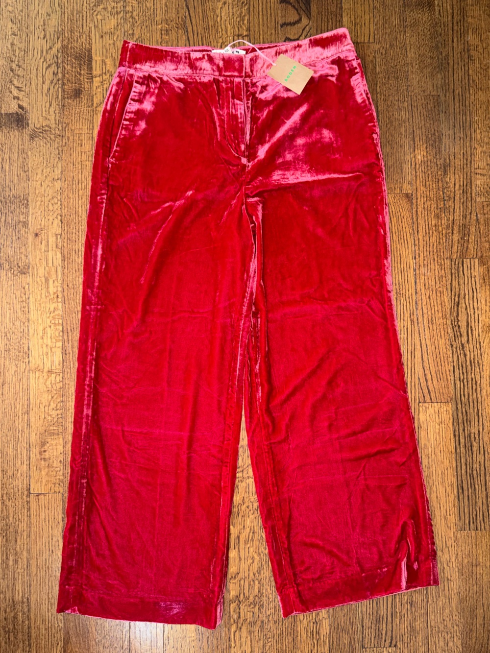 Boden Vibrant Crimson Velvet Trousers